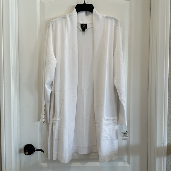 NTW white Button Sleeve flyaway sweater size XXL - Picture 7 of 12
